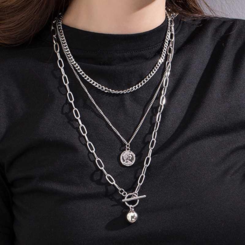 Layered Chain Necklace Neck Chains Lock Pendant Jewelry For