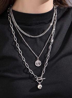 Layered Chain Necklace Neck Chains Lock Pendant Jewelry For