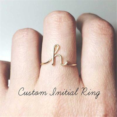 Unisex Gold Silver Color A-Z 26 Letters Initial Name Rings f
