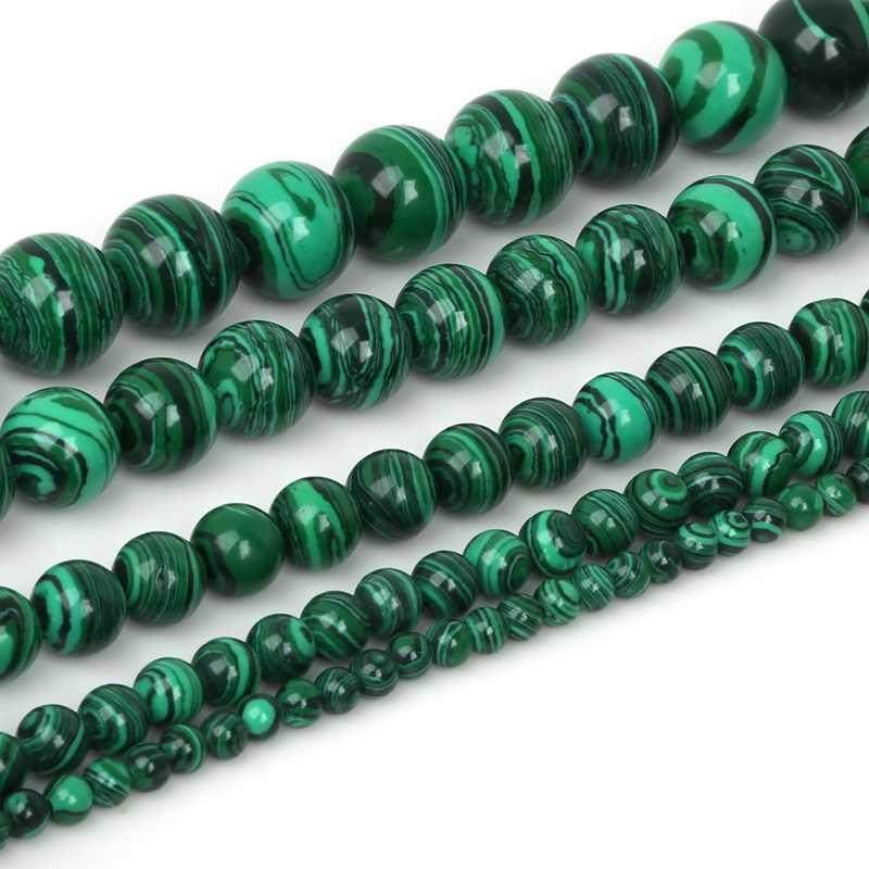 High Quality 4/6/8/10/12mm synthesis Malachite Round Loose B