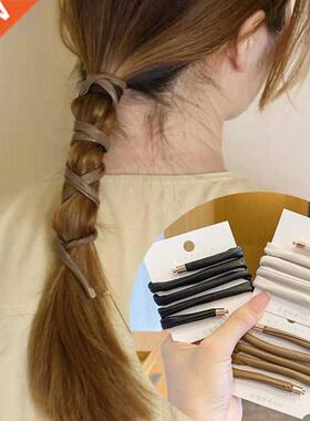 Personality PU Leather Hair Ties Women Hair Rope Braiding ta