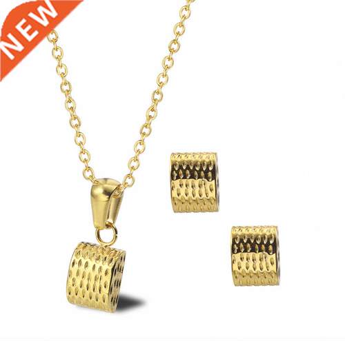Necklace Pendant Earrings Square Oblong Jewlery Sets for Wo
