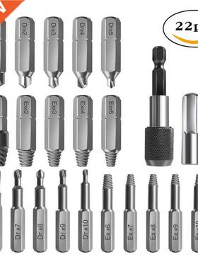 22Pcs Damaged Screw Extractor Drill Bit Set Stripped Screw E