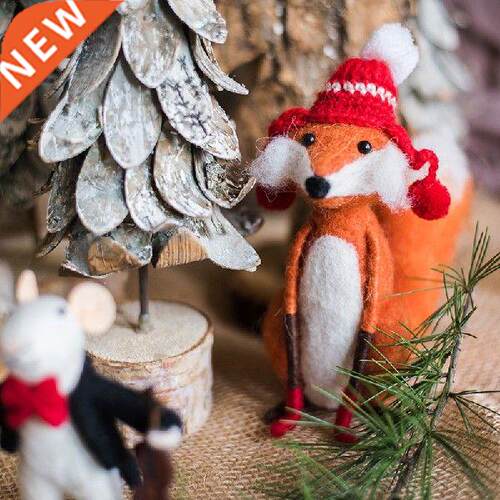 Handmade Art Wool Felt Doll Forest Animal Doll Gift Fixed