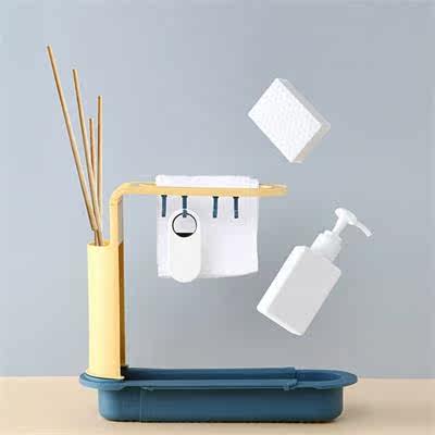 Telescopic Sink Shelf Kitchen Soap Sponge Holder Sink Drain