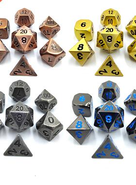 7pcs Zinc Alloy Metal Polyhedral Dice Set DND Role Playing G