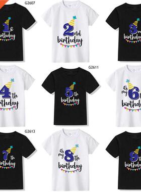 New Kids Boys Girls Summer Birthday T-shirts Short Sleeved T