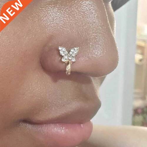 1Pcs Crystal Butterfly Fake Percng Nose Rng Non Percng