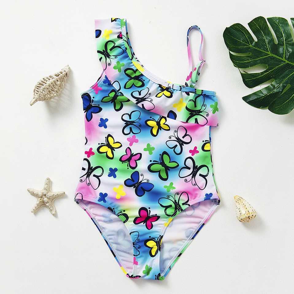 3~10Y Girls Swimwear one piece swimsuit Butterfly print Chil