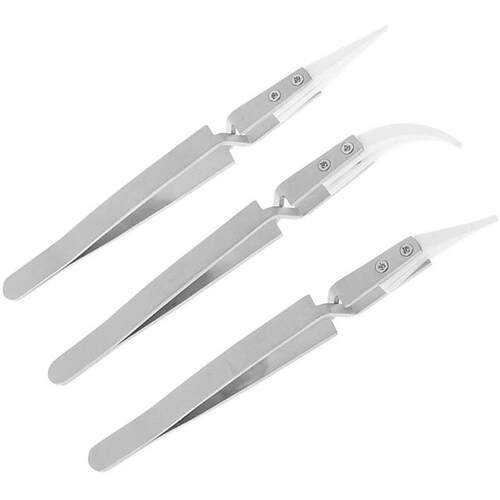 3 Pack Antistatic Ceric Tweezers Tweezers Inverted Tweezer