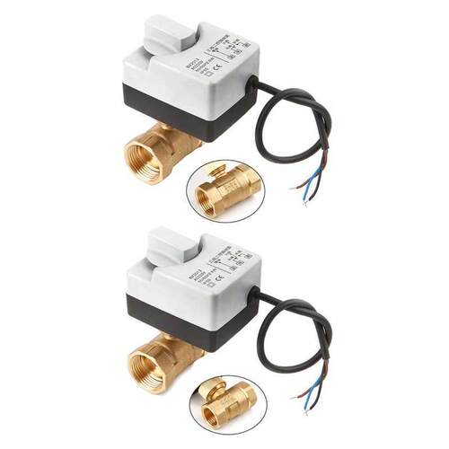 2 Pcs Ac220V 2 Way 3 Wires Motorized Ball Valve Electric