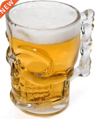 Clear Heavy Base Glass Skull Face Drinking Mug cup with Glas