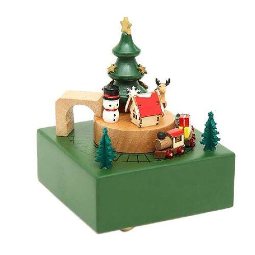 New Wood Carved Mechanism Musical Box Wind Up Music Box