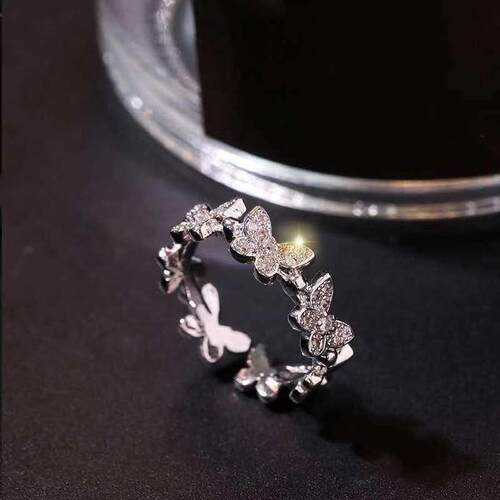 Fashion Silver Color Dancing Moving Butterfly Rings Dainty I
