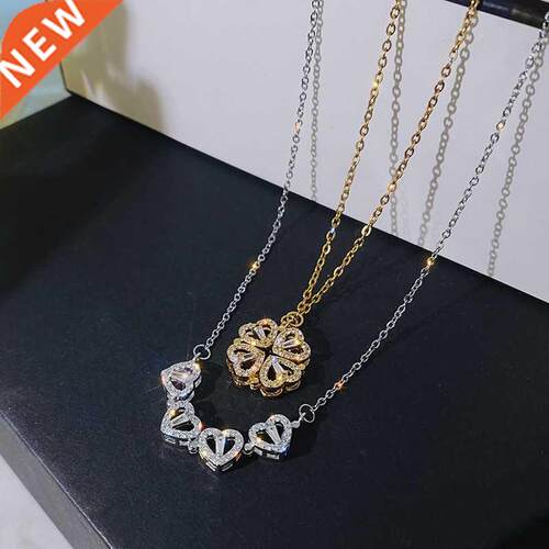 New Design Heart Four-leaf Clover Magnetic Pendant Necklace