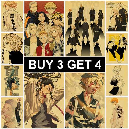 Anime Tokyo Revengers Posters Kraft Paper Manjirou Ken Retro