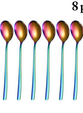 8pcs Dinnerware Set Stainless Steel Tableware Set Long Handl