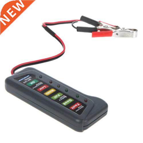 12V Digital Battery/Alternator Tester with 6-LED Lights Disp