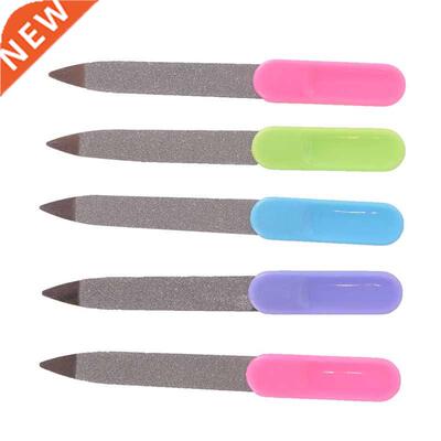 5pcs/lot Nail Art Buffer Files Plastic Handle Metal Double