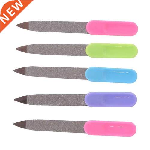 5pcs/lot Nail Art Buffer Files Plastic Handle Metal Double