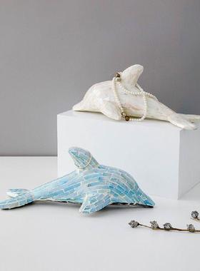 Siple Nordic Style Handade Shell Dolphin Desktop