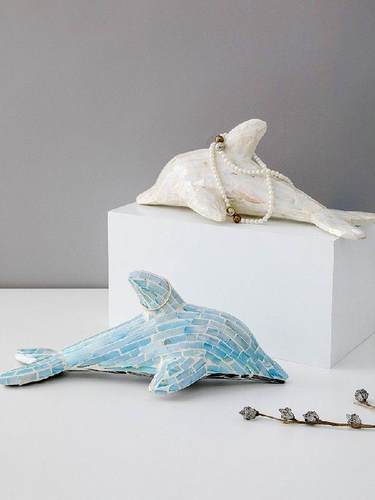 Siple Nordic Style Handade Shell Dolphin Desktop
