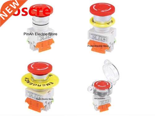 22mm Mushroom Latching Emergency Stop Push Button Switch Red