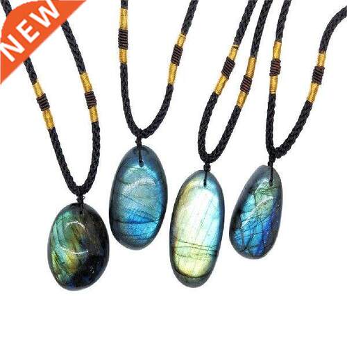 Labradorite Necklace Irregular Shape Unique Natural Stone