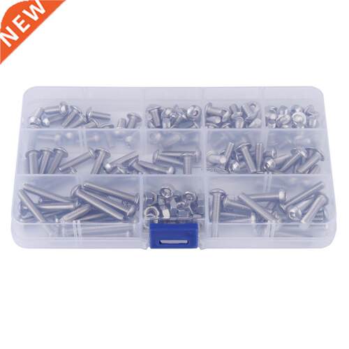 150pcs M5 Button Head Hex Socket Bolts Screw Nuts Kit Screws