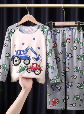 Children Autumn Long Sleeved Kids Boys Girls Pajama Sets Car