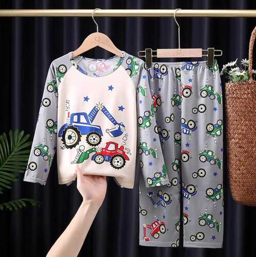 Children Autumn Long Sleeved Kids Boys Girls Pajama Sets Car