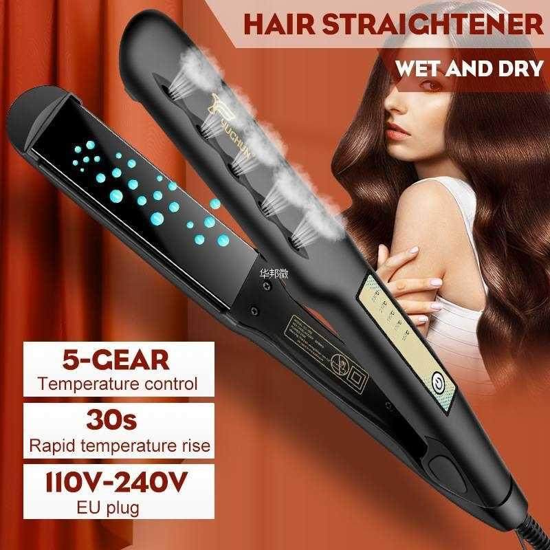 Professional Steam Hair Straightener Curler Ceramic Straight
