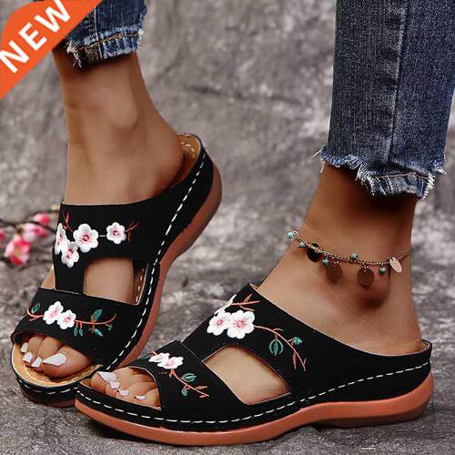 Summer Sandals Shoes Women Peep Toe Shoes Woman Floral Sanda