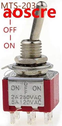 5Pcs Toggle Switch 6MM Red 6Pin 3File MTS-203 Rocker switch