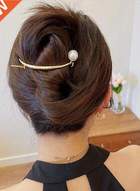New Fashion Pearl Hairpin Frog Buckle Word Clip Temperament