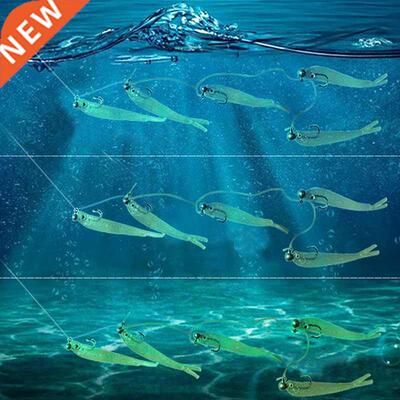 AS Cluster Soft Lure Fishing Bait Pesca Jig Head T Tail Wobb