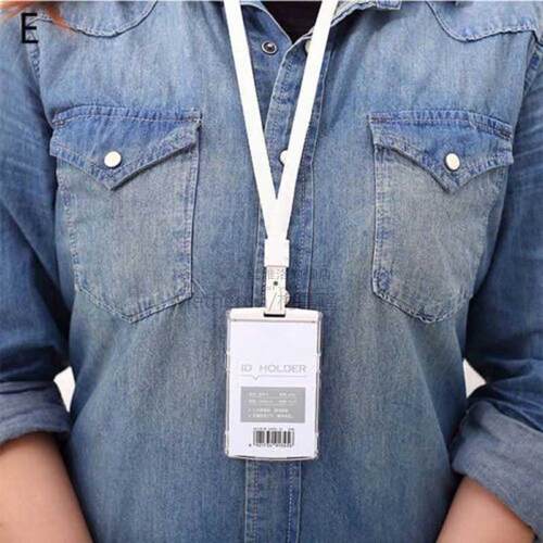 Credit ID Card Badge Tag Holder Hard Plastic Pocket Pass Cas