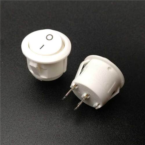 100PCS White Round Rocker Boat Switch 2Pins SPST 2Positions