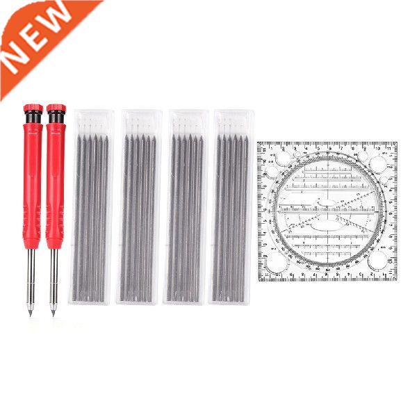Solid Carpenter Pencil Set with 24 Refill Leads Built-in
