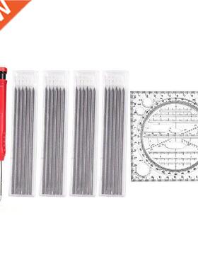 Solid Carpenter Pencil Set with 24 Refill Leads Built-in
