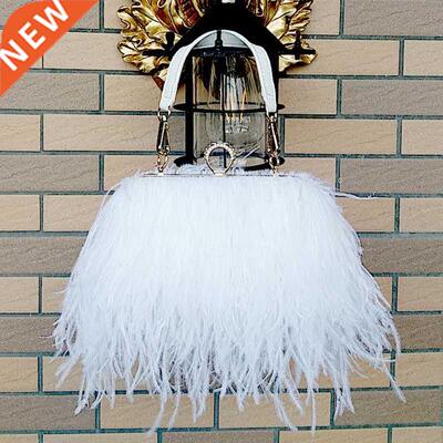 Women Bags Handbags Famous Brands Ostrich Feather Clutch Lux