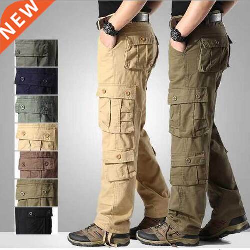 Men's Cargo Pants Mens Pure Cotton Casual Multi Pock