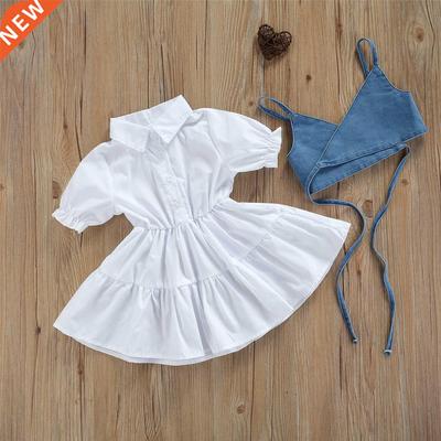 1-6Y Fashion Kids Girls Summer Clothes Sets 2pcs Solid Color