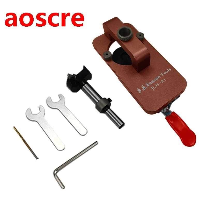35mm Hinge Hole Jig Drill Guide Loor Set with Fixture Alu