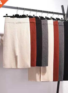 Lucyever 2021 Autumn Winter Womens Knitted Skirts Korean Hig