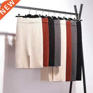 Lucyever 2021 Autumn Winter Womens Knitted Skirts Korean Hig