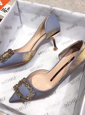 BJYL Spring New Women Bridal Shoes Wedding Shoes Faux Silk