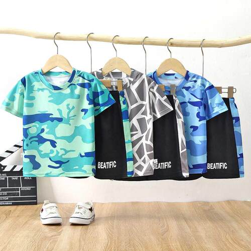 New 2022 Summer Children's Quick-Drying Suit Short-Sleeved B