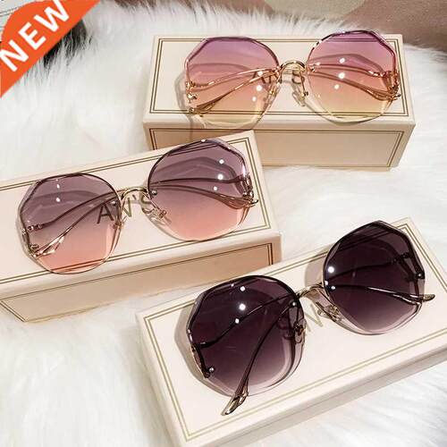 2021 Fashion Tea Gradient Sunglasses Women Brand Design Vint