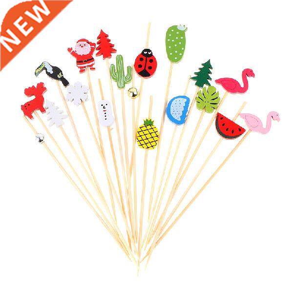 50/100pc12cm Hert Flower Bmboo Pick Buffet Cupcke Fruit图片